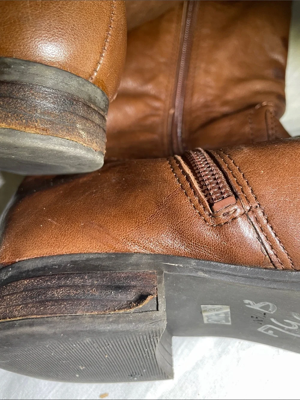 Audrey Brooke Tall Brown Leather Zip-Front Riding Boots women’s 7.5